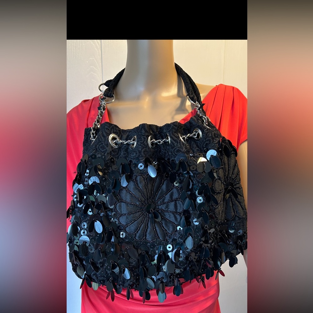 Beautiful black sequined purse